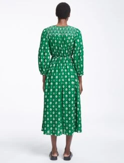 Yula Cotton Maxi Dress- Green Ikat Print -The Modern Femme Sales SU23 D527 YULA GREENIKATPRINT LS0485