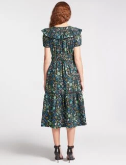 Nessa Organic Cotton Midi Dress - Multi Coloured Large Floral Print -The Modern Femme Sales SU23 D530 NESSA MULTICOLOURLARGEFLORALPRINT LS 2349