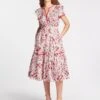 Nessa Organic Cotton Midi Dress - White Red Large Floral Print -The Modern Femme Sales SU23 D530 NESSA WHITEREDLARGEFLORALPRINT LS 1866