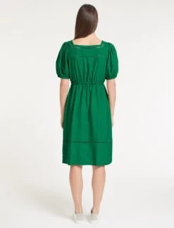Poppy Linen Blend Midi Dress - Emerald Green -The Modern Femme Sales SU23 D535 POPPY EMERALDGREENEMERALDGREEN LS 59625