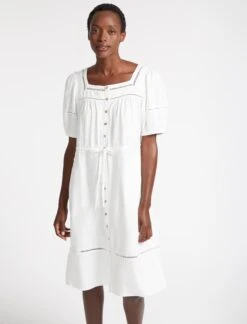 Poppy Linen Blend Midi Dress - White -The Modern Femme Sales SU23 D535 POPPY WHITEWHITE LS 2458