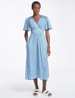 Gina Cotton Maxi Dress - Blue Diamond Geo Print -The Modern Femme Sales SU23 D538 GINA BLUEDIAMONDGEOPRINT LS0160