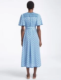 Gina Cotton Maxi Dress - Blue Diamond Geo Print -The Modern Femme Sales SU23 D538 GINA BLUEDIAMONDGEOPRINT LS0202