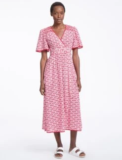 Gina Cotton Maxi Dress - Pink Diamond Geo Print -The Modern Femme Sales SU23 D538 GINA PINKDIAMONDGEOPRINT LS0209