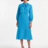 Daria Silk Blend Midi Dress - Blue -The Modern Femme Sales SU23 D546 DARIA BLUE LS 091