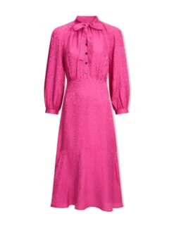 Daria Silk Blend Midi Dress - Hot Pink -The Modern Femme Sales SU23 D546 DARIA HOTPINK CO