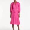 Daria Silk Blend Midi Dress - Hot Pink -The Modern Femme Sales SU23 D546 DARIA HOTPINK LS 1187