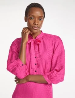 Daria Silk Blend Midi Dress - Hot Pink -The Modern Femme Sales SU23 D546 DARIA HOTPINK LS 1246