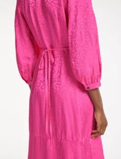 Daria Silk Blend Midi Dress - Hot Pink -The Modern Femme Sales SU23 D546 DARIA HOTPINK LS 1265