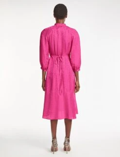 Daria Silk Blend Midi Dress - Hot Pink -The Modern Femme Sales SU23 D546 DARIA HOTPINK LS 1271