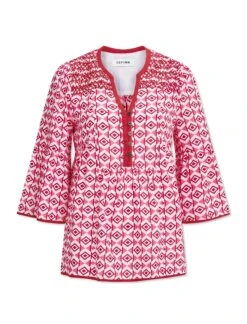 Hester Cotton Blouse - Pink Diamond Geo Print -The Modern Femme Sales SU23 HESTER PINKDIAMONDGEOPRINT CO