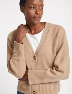 Courtney Cashmere Blend Cardigan - Camel -The Modern Femme Sales SU23 K121 COURTNEY CAMEL LS 2347