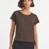 Madison Cotton Silk Blend Round Neck T-Shirt - Brown Navy Stripe -The Modern Femme Sales SU23 K128 MADISON BROWNNAVYSTRIPE LS 1613