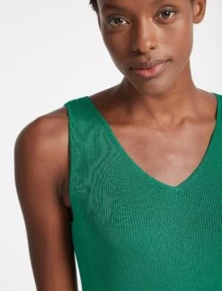 Tammy Rayon V Neck Vest - Emerald Green -The Modern Femme Sales SU23 K131 TAMMY EMERALDGREEN LS 3272