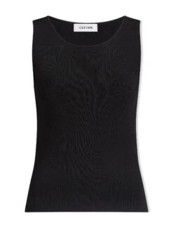Tammy Rayon Round Neck Vest - Black -The Modern Femme Sales SU23 K132 TAMMY BLACK CO