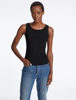 Tammy Rayon Round Neck Vest - Black -The Modern Femme Sales SU23 K132 TAMMY BLACK LS 43381