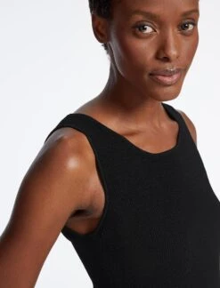 Tammy Rayon Round Neck Vest - Black -The Modern Femme Sales SU23 K132 TAMMY BLACK LS 43384