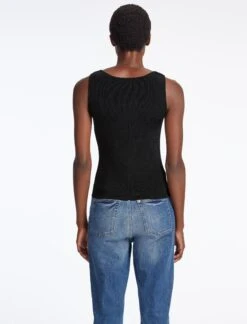 Tammy Rayon Round Neck Vest - Black -The Modern Femme Sales SU23 K132 TAMMY BLACK LS 43393