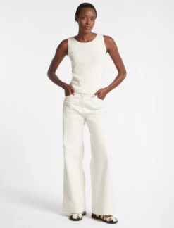 Tammy Rayon Round Neck Vest - Cream -The Modern Femme Sales SU23 K132 TAMMY CREAM LS 034