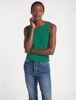 Tammy Rayon Round Neck Vest - Emerald Green -The Modern Femme Sales SU23 K132 TAMMY EMERALDGREEN LS 2414