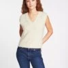 Julie Cotton V Neck Layering Sleeveless Jumper - Cream