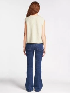 Julie Cotton V Neck Layering Sleeveless Jumper - Cream -The Modern Femme Sales SU23 K137 JULIE CREAM LS 1108