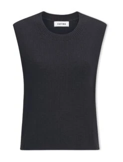 Julie Cotton Round Neck Sleeveless Jumper - Black -The Modern Femme Sales SU23 K138 JULIE BLACK CO