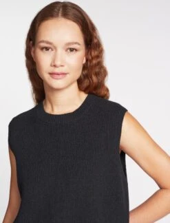 Julie Cotton Round Neck Sleeveless Jumper - Black -The Modern Femme Sales SU23 K138 JULIE BLACK LS 449