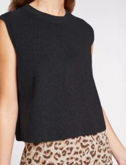 Julie Cotton Round Neck Sleeveless Jumper - Black -The Modern Femme Sales SU23 K138 JULIE BLACK LS 462