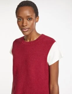 Julie Cotton Round Neck Sleeveless Jumper - Red -The Modern Femme Sales SU23 K138 JULIE RED LS 1014