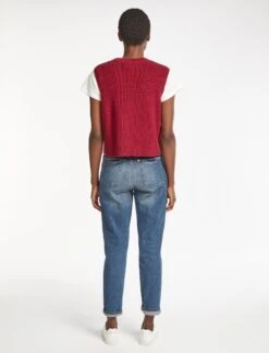 Julie Cotton Round Neck Sleeveless Jumper - Red -The Modern Femme Sales SU23 K138 JULIE RED LS 1032