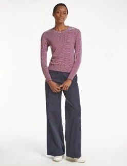 Jodi Cotton Jumper - Navy Crimson Cream Stripe -The Modern Femme Sales SU23 K139 JODI BLUEEMERALDCREAMSTRIPE LS 416