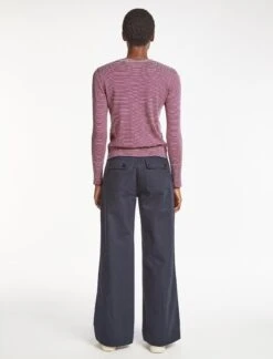 Jodi Cotton Jumper - Navy Crimson Cream Stripe -The Modern Femme Sales SU23 K139 JODI BLUEEMERALDCREAMSTRIPE LS 443