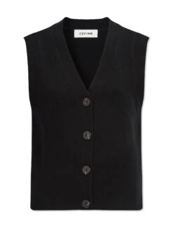 Meryl Wool V Neck Waistcoat - Black -The Modern Femme Sales SU23 K69 MERYL BLACK CO