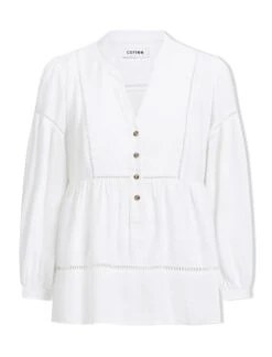 Callie Linen Blend Shirt - White -The Modern Femme Sales SU23 S69 CALLIE WHITEWHITE CO