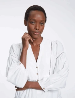 Callie Linen Blend Shirt - White -The Modern Femme Sales SU23 S69 CALLIE WHITEWHITE LS0645