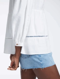 Callie Linen Blend Shirt - White -The Modern Femme Sales SU23 S69 CALLIE WHITEWHITE LS0648