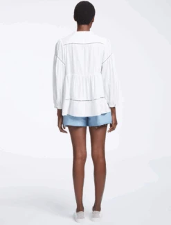 Callie Linen Blend Shirt - White -The Modern Femme Sales SU23 S69 CALLIE WHITEWHITE LS0666