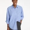 Sammy Organic Cotton Oversized Shirt - Wide Blue White Stripe -The Modern Femme Sales SU23 S70 SAMMY WIDEBLUEWHITESTRIPE LS 203