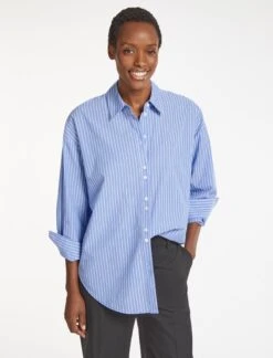 The Modern Femme Sales 31 Sammy Organic Cotton Oversized Shirt - Wide Blue White Stripe