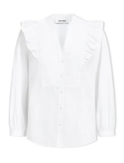 Dixie Organic Cotton V Neck Shirt - White -The Modern Femme Sales SU23 S77 DIXIE WHITE CO