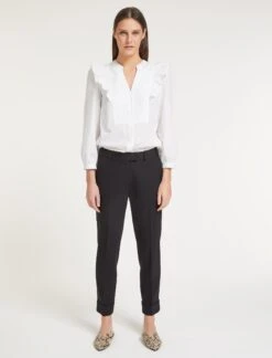 Dixie Organic Cotton V Neck Shirt - White -The Modern Femme Sales SU23 S77 DIXIE WHITE LS 59687
