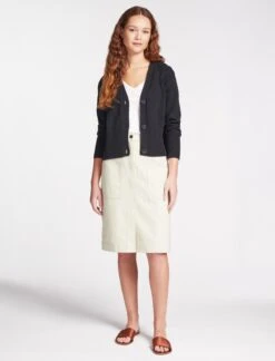 Sidney Cotton Twill Pencil Skirt - Ecru