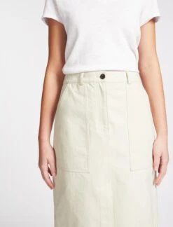 Sidney Cotton Twill Pencil Skirt - Ecru -The Modern Femme Sales SU23 SK150 SIDNEY ECRU LS 031