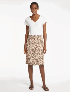 Sidney Cotton Twill Pencil Skirt - Leopard Print