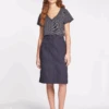 Sidney Cotton Twill Pencil Skirt - Navy -The Modern Femme Sales SU23 SK150 SIDNEY NAVY LS 147