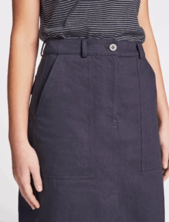 Sidney Cotton Twill Pencil Skirt - Navy -The Modern Femme Sales SU23 SK150 SIDNEY NAVY LS 197
