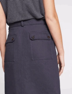 Sidney Cotton Twill Pencil Skirt - Navy -The Modern Femme Sales SU23 SK150 SIDNEY NAVY LS 204