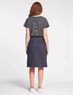 Sidney Cotton Twill Pencil Skirt - Navy -The Modern Femme Sales SU23 SK150 SIDNEY NAVY LS 214
