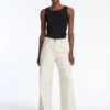 Hayden Cotton Wide Leg Trouser - Ecru -The Modern Femme Sales SU23 TR78 HAYDEN ECRU LS 43017